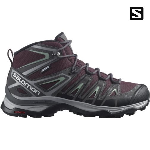 Botas Caminhada Salomon X Ultra Pioneer Mid CSWP Feminino Bordeaux Cinzentas Escuro | PT W17956